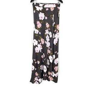 New Flynn Skye Wrap It Up Maxi Skirt Womens L Stone Roses Grey Pink Floral Rayon